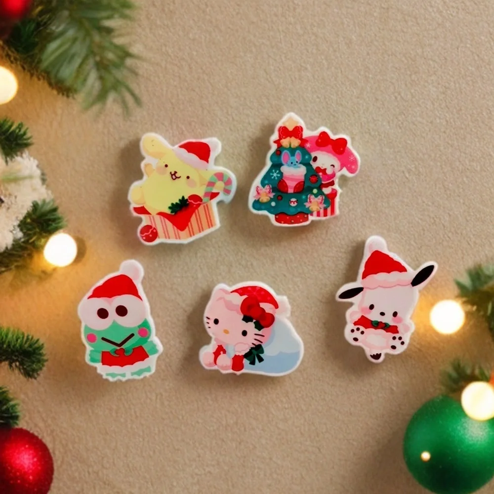 Handmade Magnets Christmas Set Of 5 Pcs, Hello Kitty Melody Pochacco Pompompurin